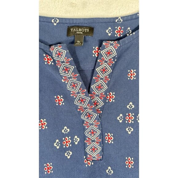 Talbots Sleeveless Midi Cotton Dress Navy Blue Red White Pattern Women's Sz Sp - Picture 7 of 7